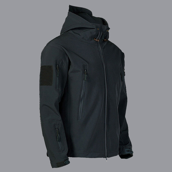 Herren technische Softshell-Jacke mit multifunktionalen Taschen und verstellbarem Kapuzensystem Aliams