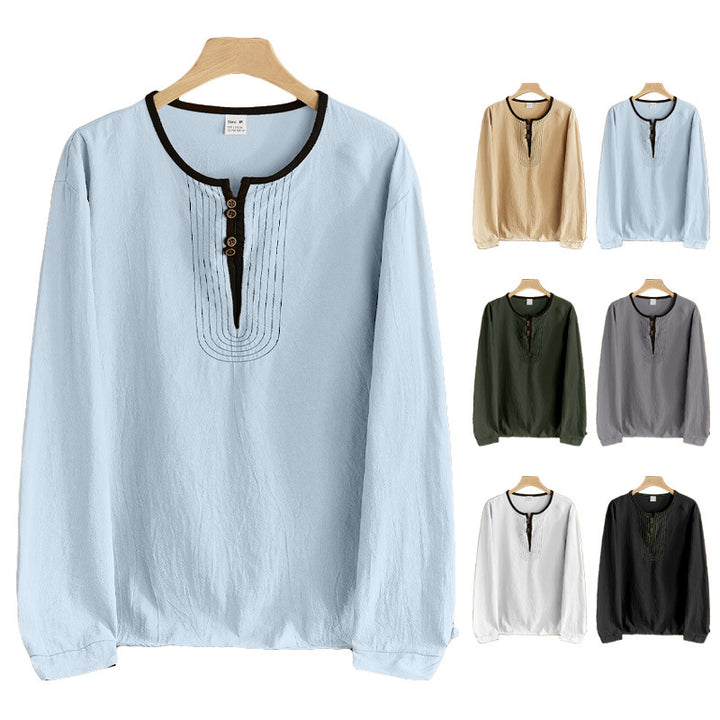 Herren bequemes Langarmshirt mit Knopfleiste und modischen Akzenten Aliams