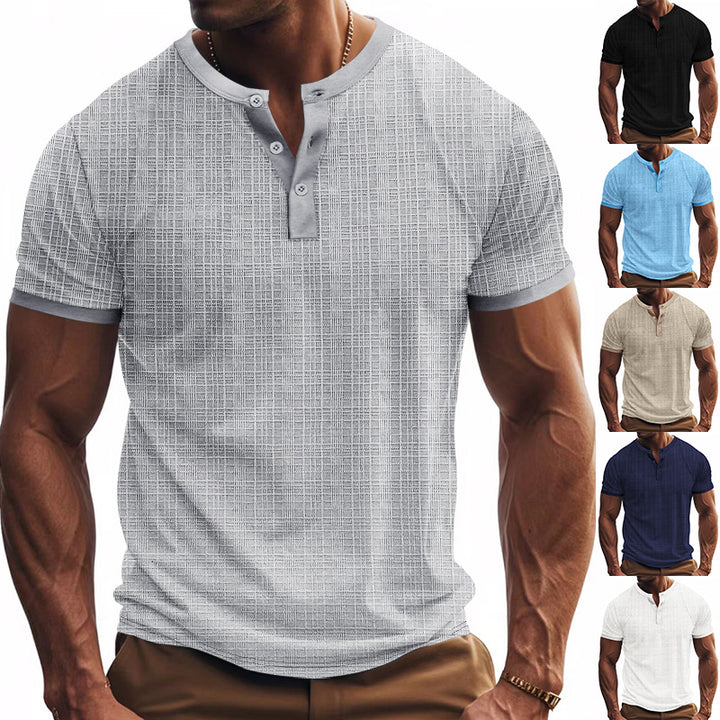 Herren Kurzarm-Hemd mit modischem Strukturmuster Aliams