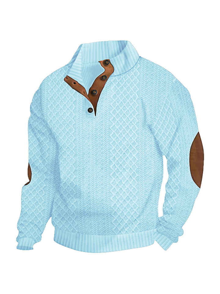 Herren Strickpullover mit meliertem Muster und Knopfleiste Aliams