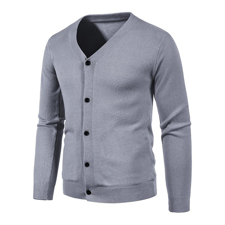 Herren stilvolle Strickjacke mit tiefem V-Ausschnitt und Knopfleiste Aliams
