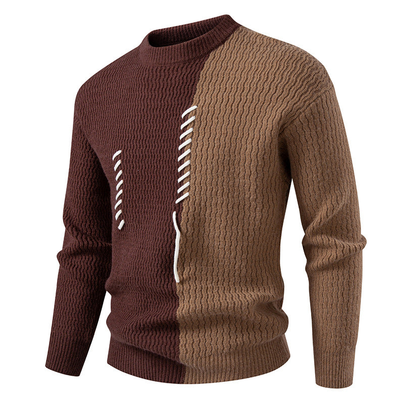 Herren Grobstrickpullover mit asymmetrischem Muster und dekorativem Detail Aliams