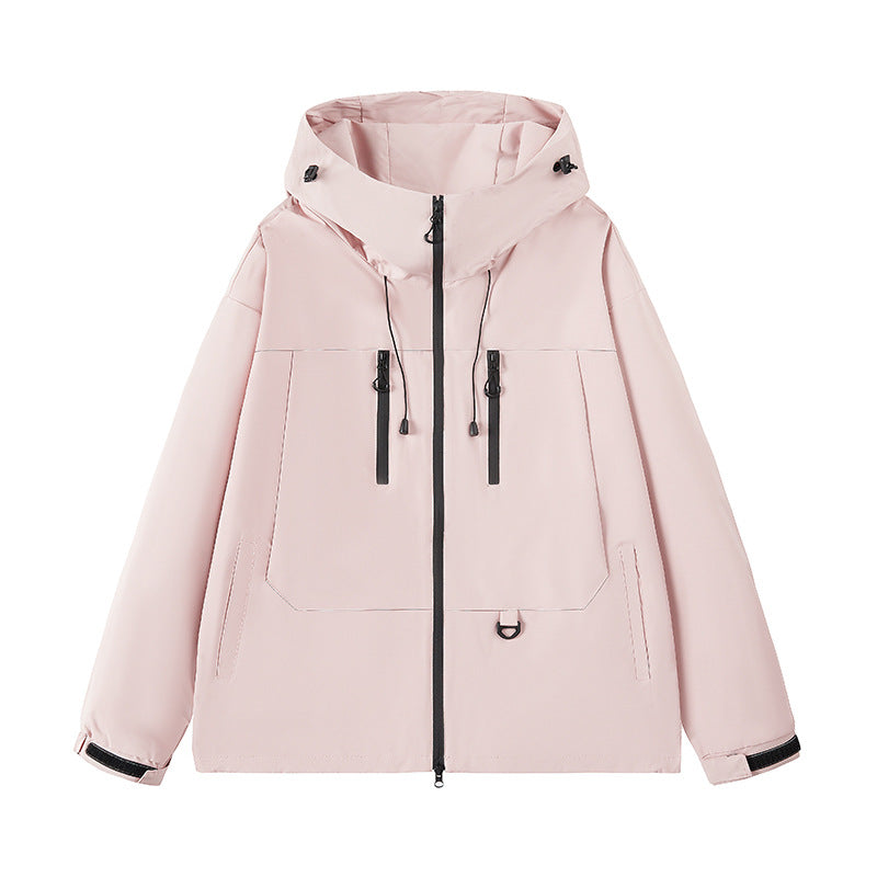 Herren wasserabweisende Outdoor-Jacke mit verstellbarer Kapuze und multifunktionalen Taschen Aliams