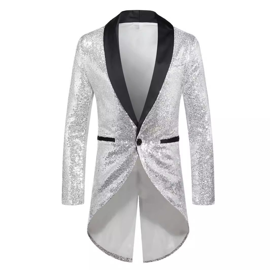 Herren Glitzernder Anzugblazer mit elegantem Schalkragen Aliams