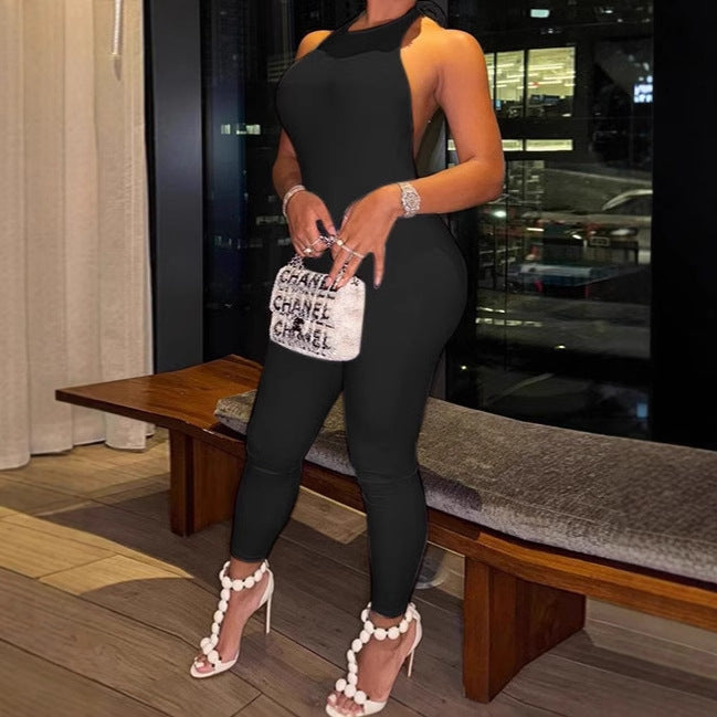 Damen Eleganter Einteiler mit tiefem Rückenausschnitt und asymmetrischem Design Aliams