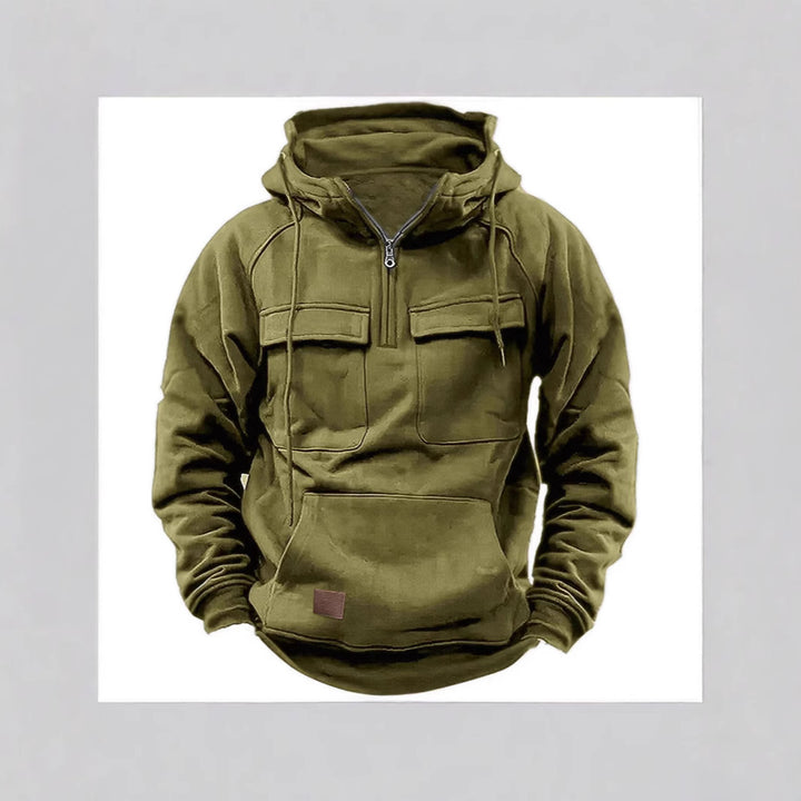 Herren funktionale Kapuzenjacke mit praktischen Beuteltaschen Aliams