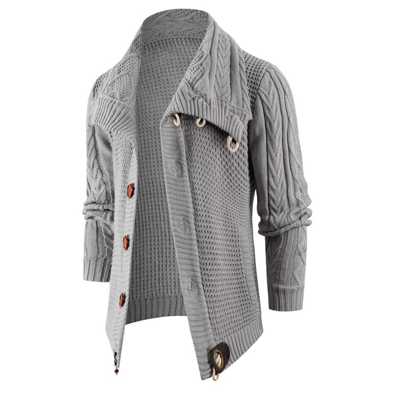 Herren Grobstrick Strickjacke mit umschlagbarem Halsausschnitt Aliams