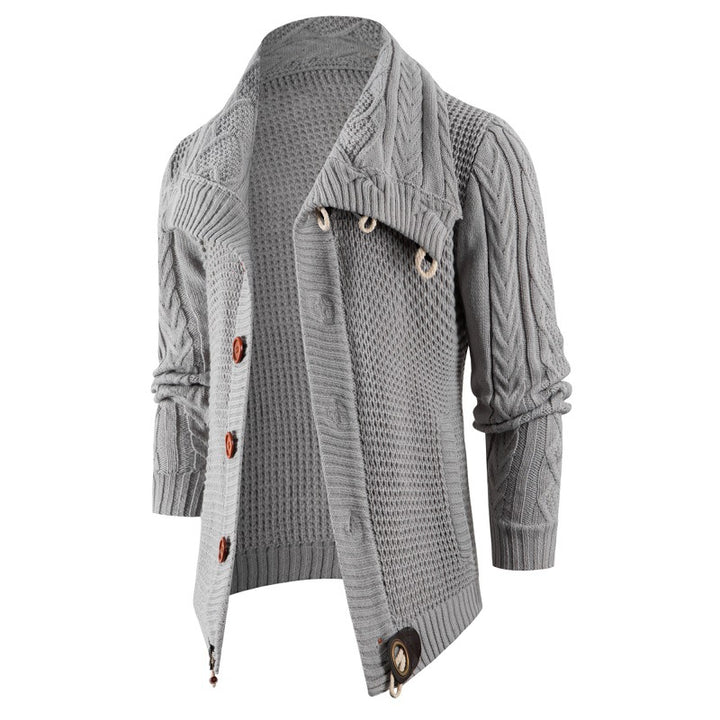 Herren Grobstrick Strickjacke mit umschlagbarem Halsausschnitt Aliams