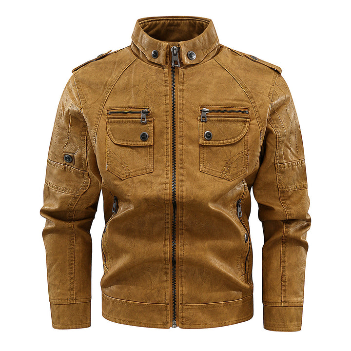 Herren stylische Bikerjacke mit praktischen Taschen und hochgeschlossenem Kragen Aliams