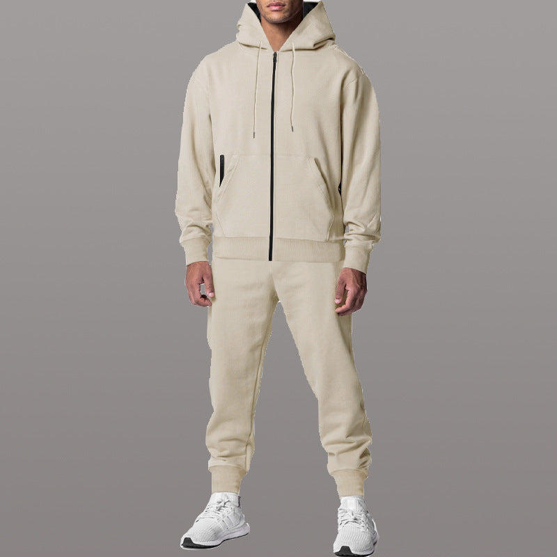Herren sportlicher Kapuzensweatanzug mit funktionalen Reißverschlusstaschen Aliams