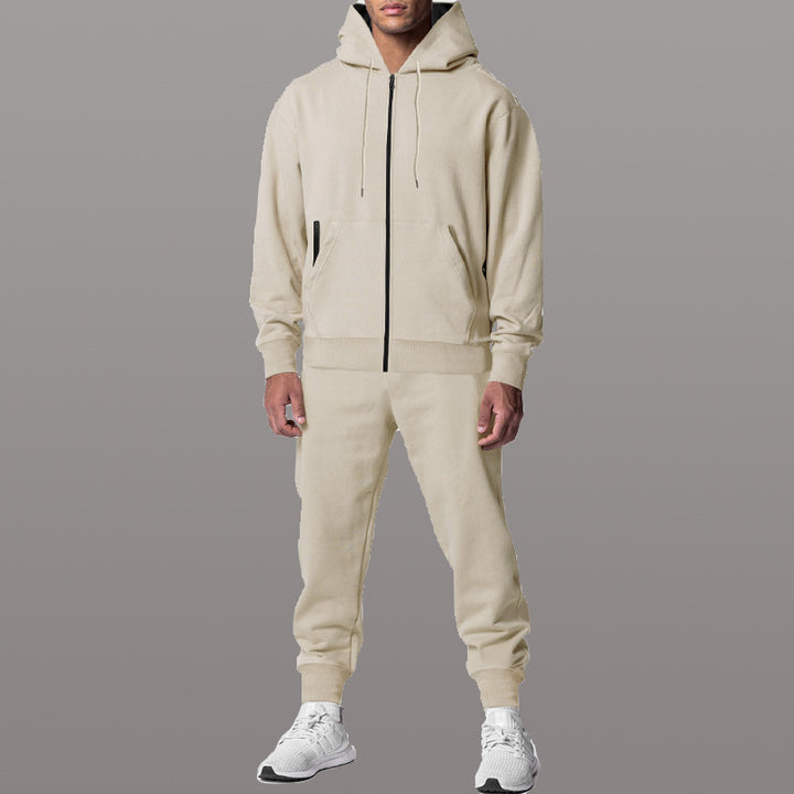 Herren sportlicher Kapuzensweatanzug mit funktionalen Reißverschlusstaschen Aliams