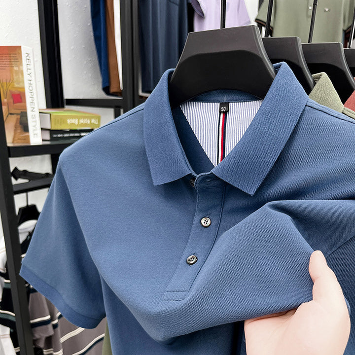 Herren Kurzarm-Polohemd mit feiner Piqué-Struktur und eleganter Knopfleiste Aliams