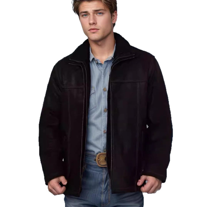Herren vielseitige und robuste Wildlederjacke mit funktionalen Taschen Aliams