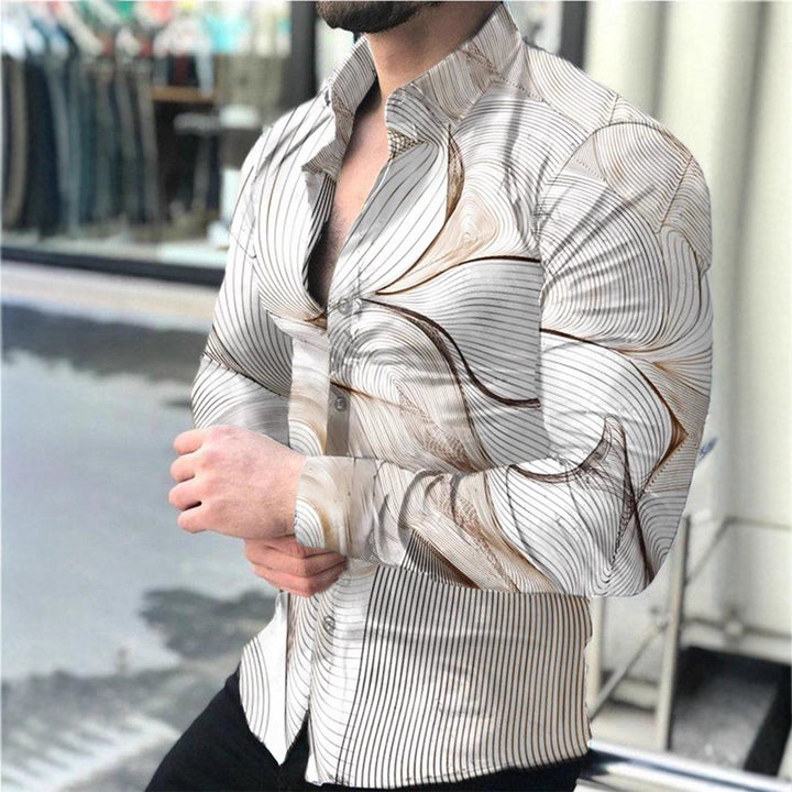 Herren Hemd mit modernem geometrischem Muster Aliams