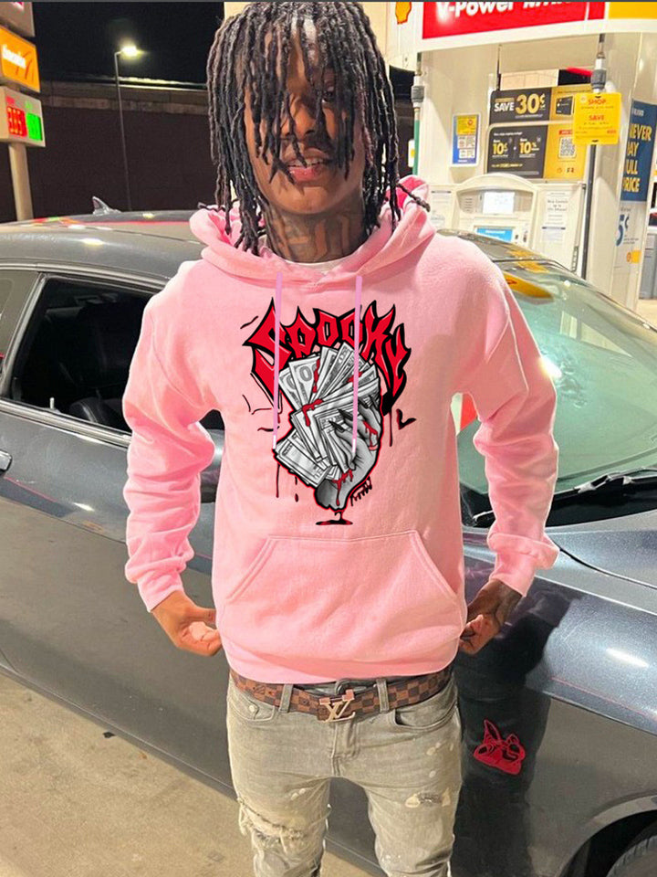 Herren Hoodie mit auffälligem Grafikerdruck und bequemen Kängurutaschen Aliams