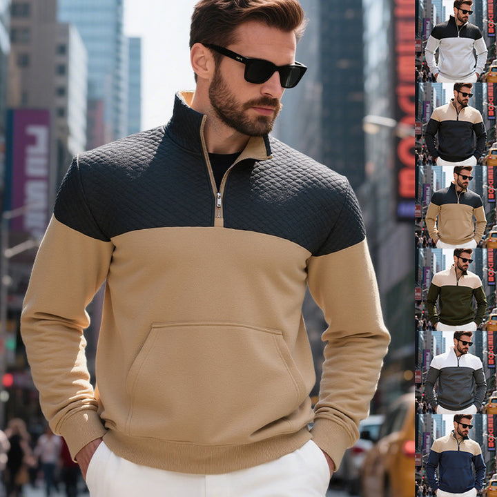 Herren Freizeit Pullover mit Stehkragen und Reißverschluss Aliams