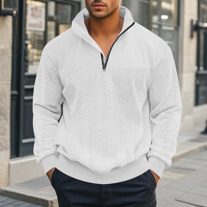 Herren stylischer Strickpullover mit halbem Reißverschluss Aliams