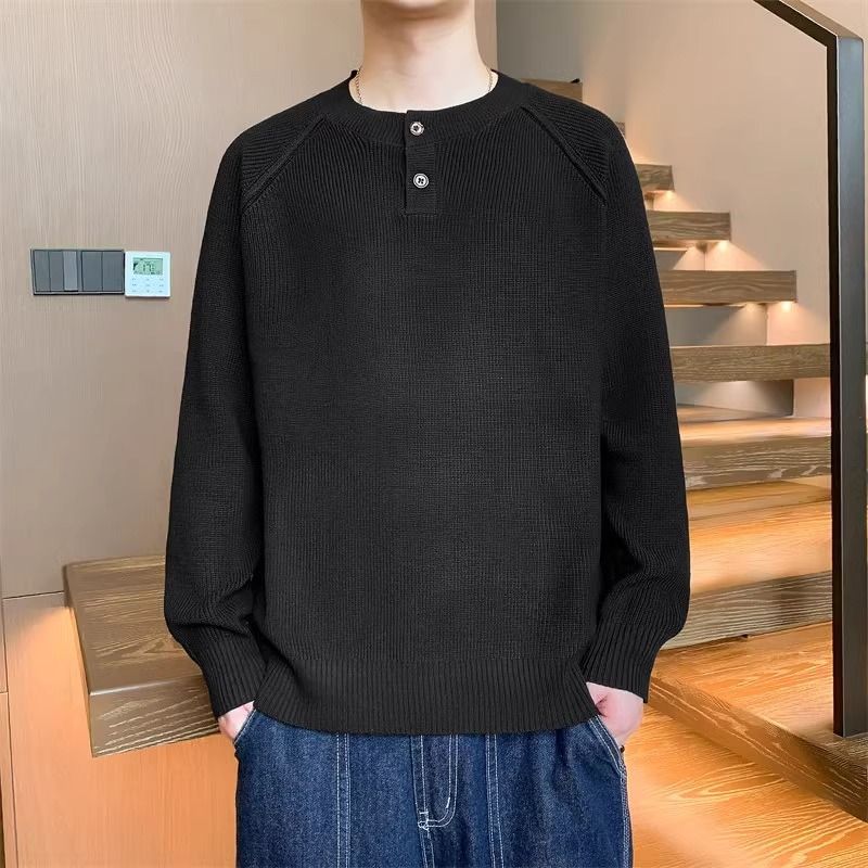 Herren Strickpullover mit umschaltbarem Kragen und hochwertiger Textur Aliams