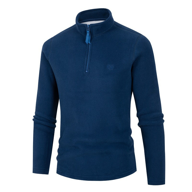 Herren Fleece Pullover mit Stehkragen und Reißverschluss Aliams