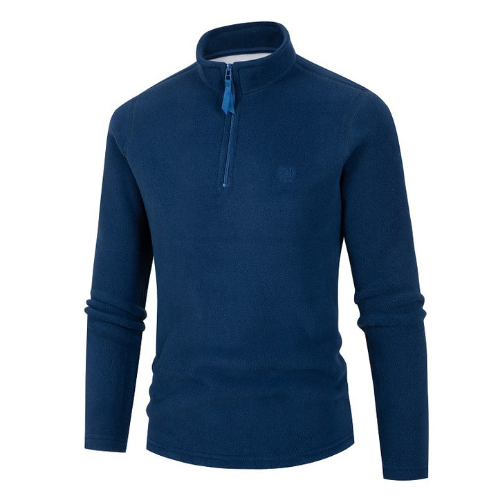 Herren Fleece Pullover mit Stehkragen und Reißverschluss Aliams