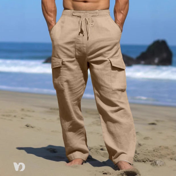 Herren Bequeme Cargo-Hose mit praktischem Kordelzug und seitlichen Taschen Aliams