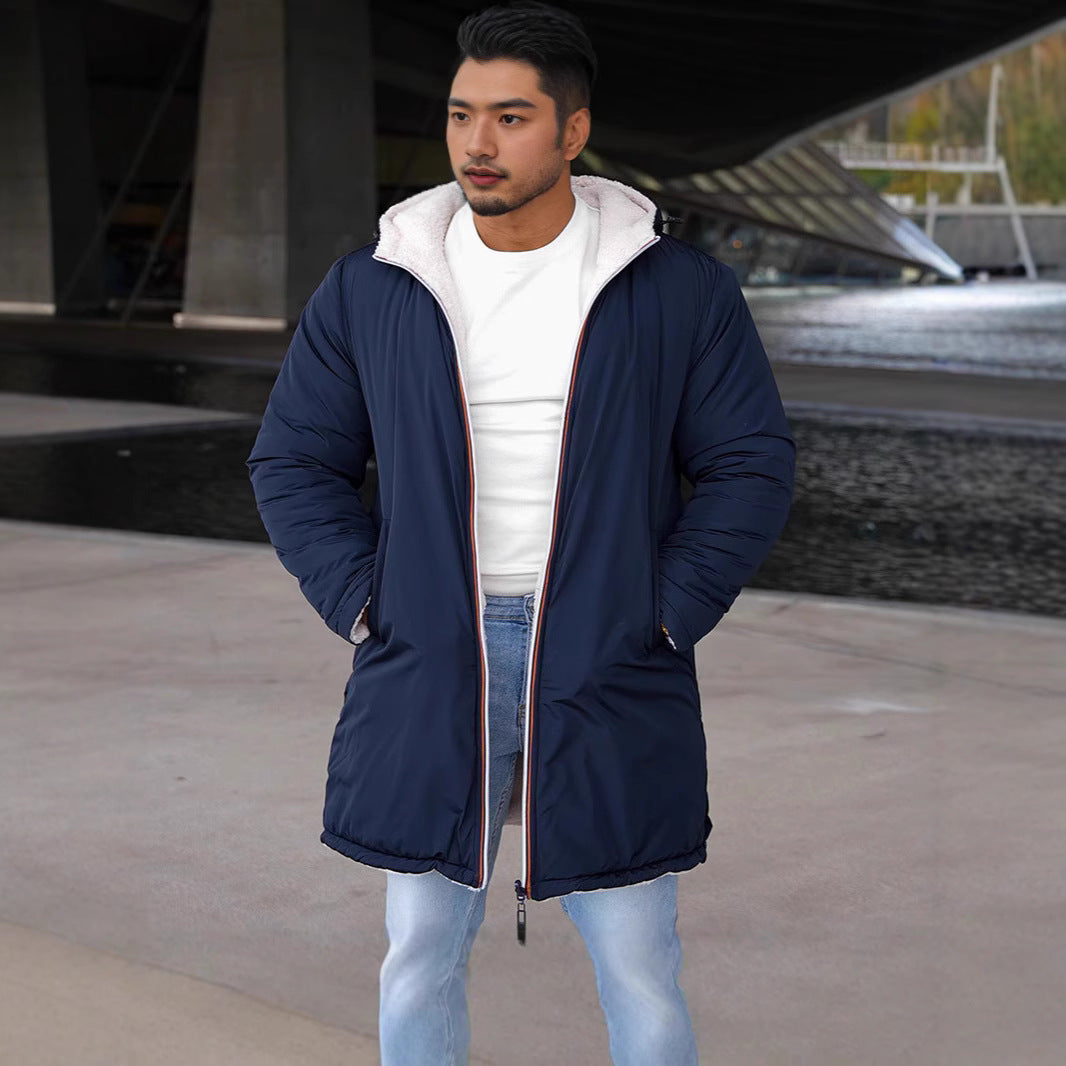 Herren Wendbarer Steppmantel mit Kapuze und praktischen Taschen Aliams