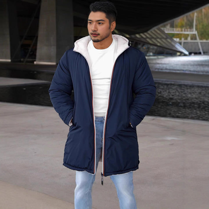 Herren Wendbarer Steppmantel mit Kapuze und praktischen Taschen Aliams