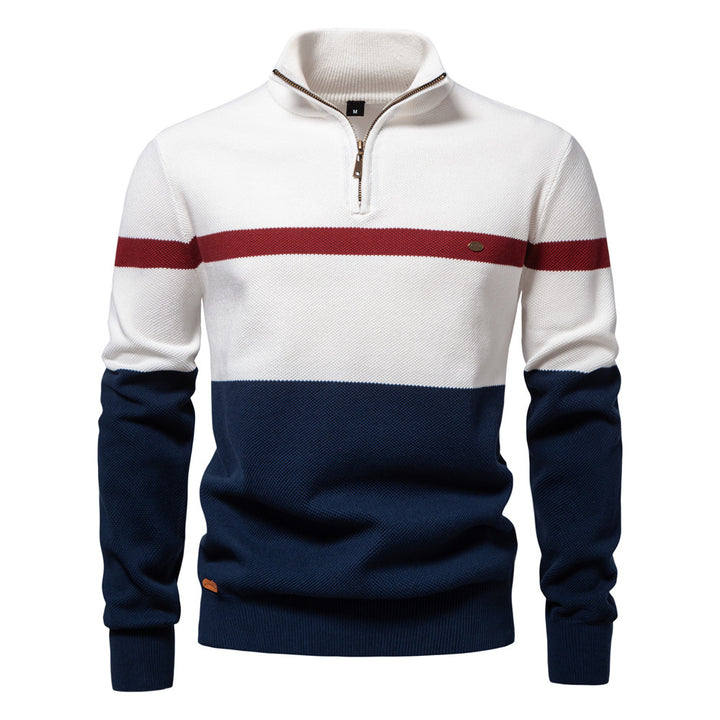 Herren Pullover mit Stehkragen und Zipper Aliams