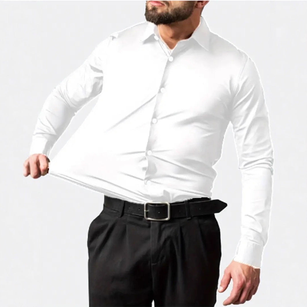 Herren Slim Fit Langarmhemd mit atmungsaktivem Stretchstoff Aliams