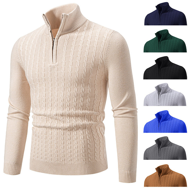 Herren eleganter Strickpullover mit hochabschließendem Reißverschluss Aliams