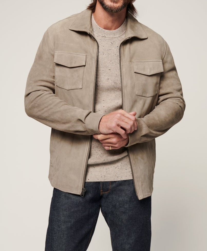 Herren Wildlederjacke mit praktischen Pattentaschen und elegantem Schnitt Aliams