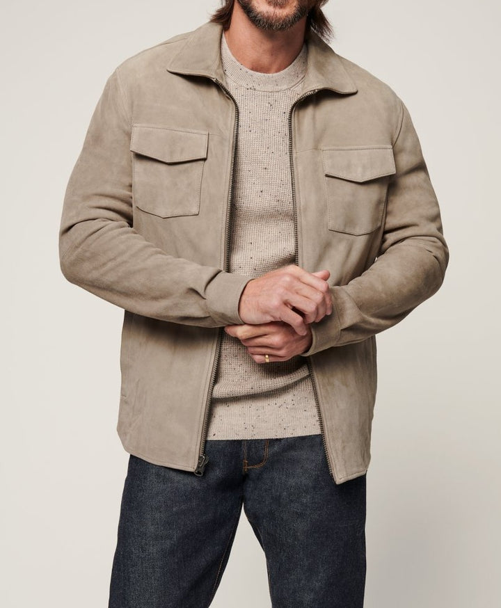 Herren Wildlederjacke mit praktischen Pattentaschen und elegantem Schnitt Aliams