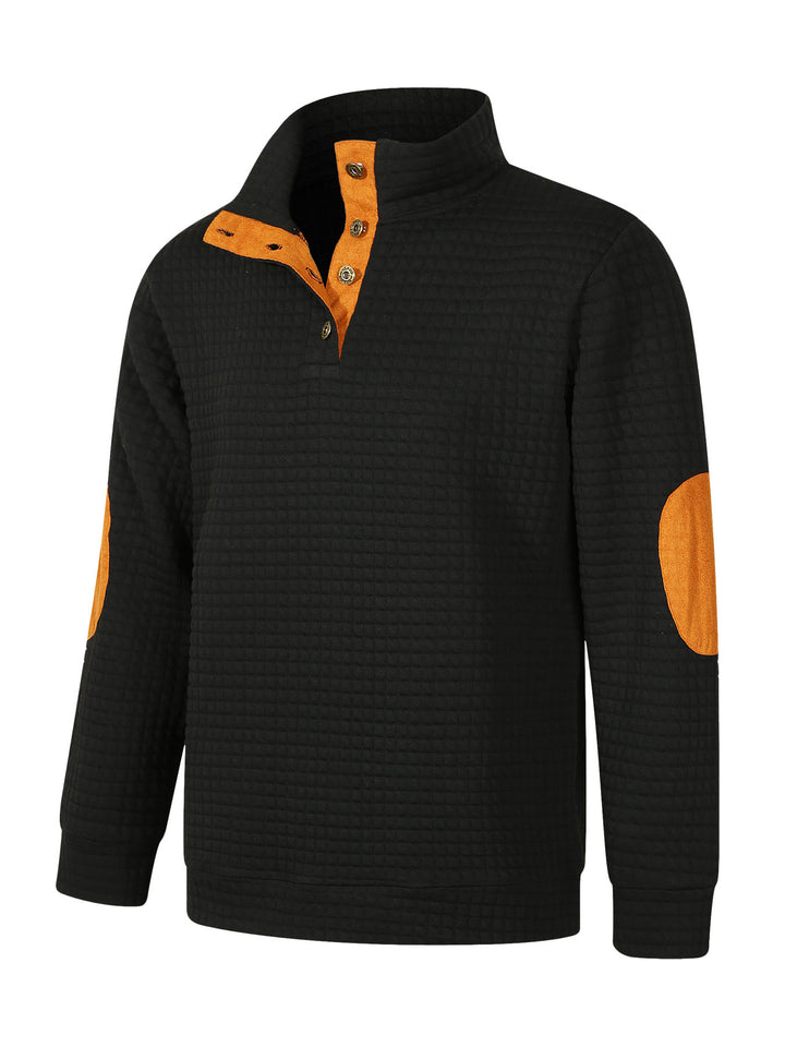 Herren Bequemer Sweatpullover mit Knopfleiste und Kontrastelementen Aliams