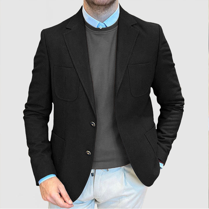 Herren Eleganter Wildlederblazer mit doppelter Knopfleiste und praktischen Taschen Aliams