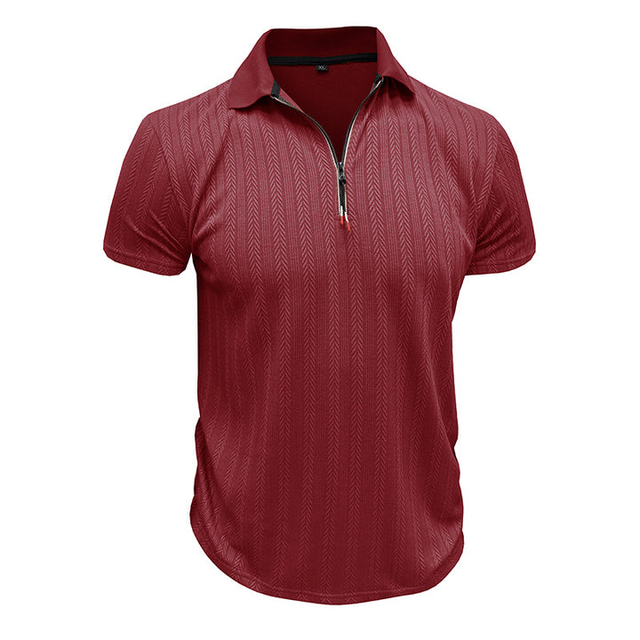 Herren Poloshirt mit Reißverschluss und strukturiertem Dessin Aliams