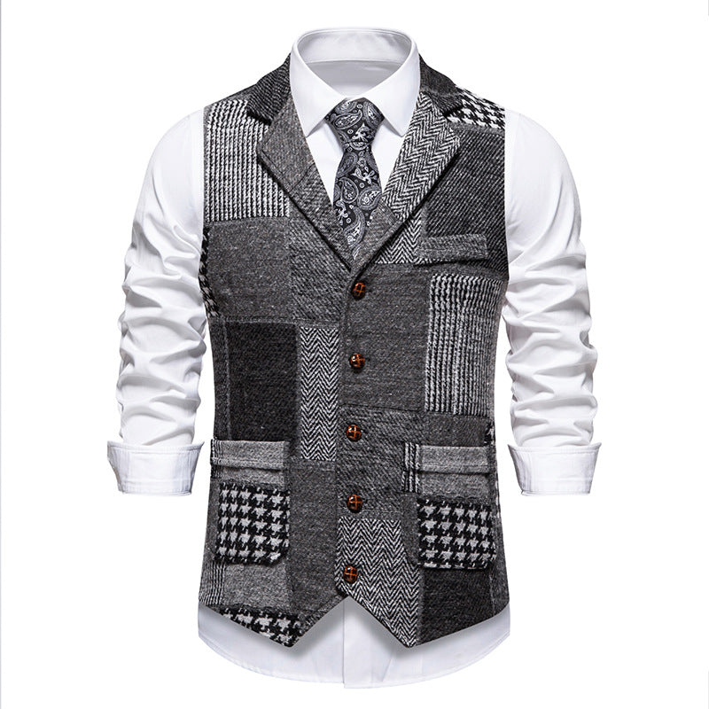 Herren elegante Patchwork Weste Aliams