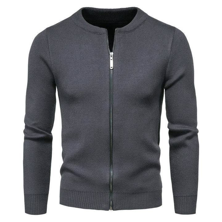 Herren stylische Strickjacke mit modernem Zipper und hohem Kragen Aliams