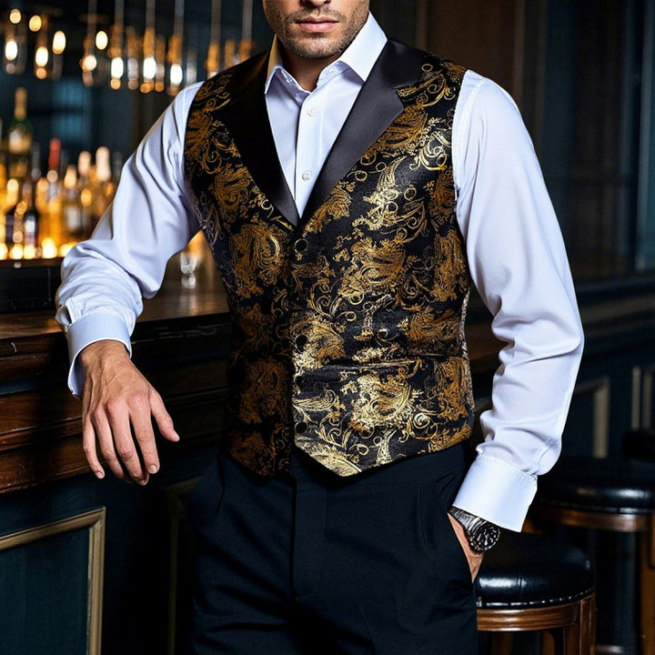 Herren elegante Smoking-Weste mit luxuriösem floralen Muster Aliams