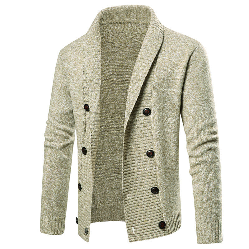 Herren hochwertige Strickjacke mit großem Revers und Knopfdetail Aliams