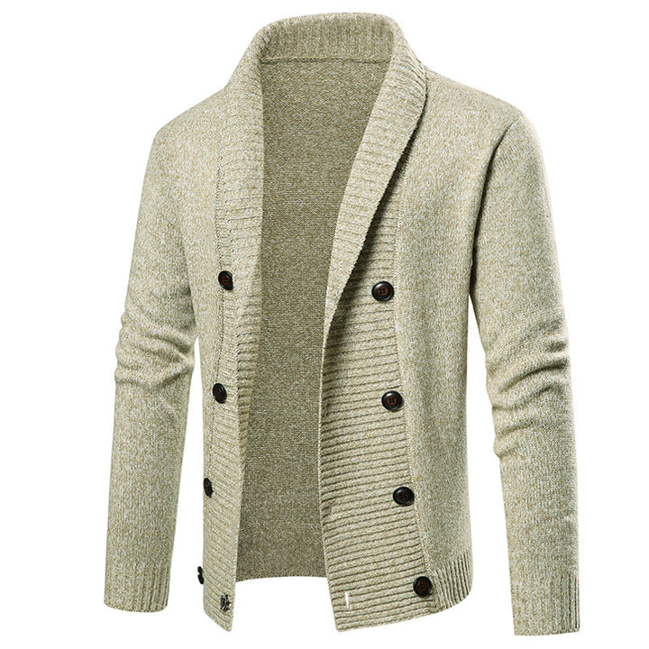 Herren hochwertige Strickjacke mit großem Revers und Knopfdetail Aliams
