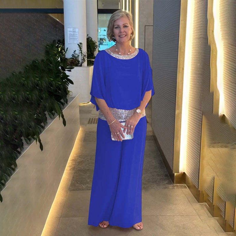 Damen eleganter und luftiger Overall mit glitzerndem Bund Aliams