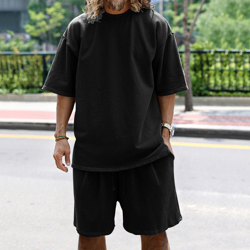 Herren Bequemer Freizeitanzug mit lässigem T-Shirt und Shorts Aliams