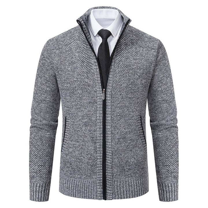 Herren elegante Strickjacke mit hohem Kragen und praktischem Reißverschluss Aliams