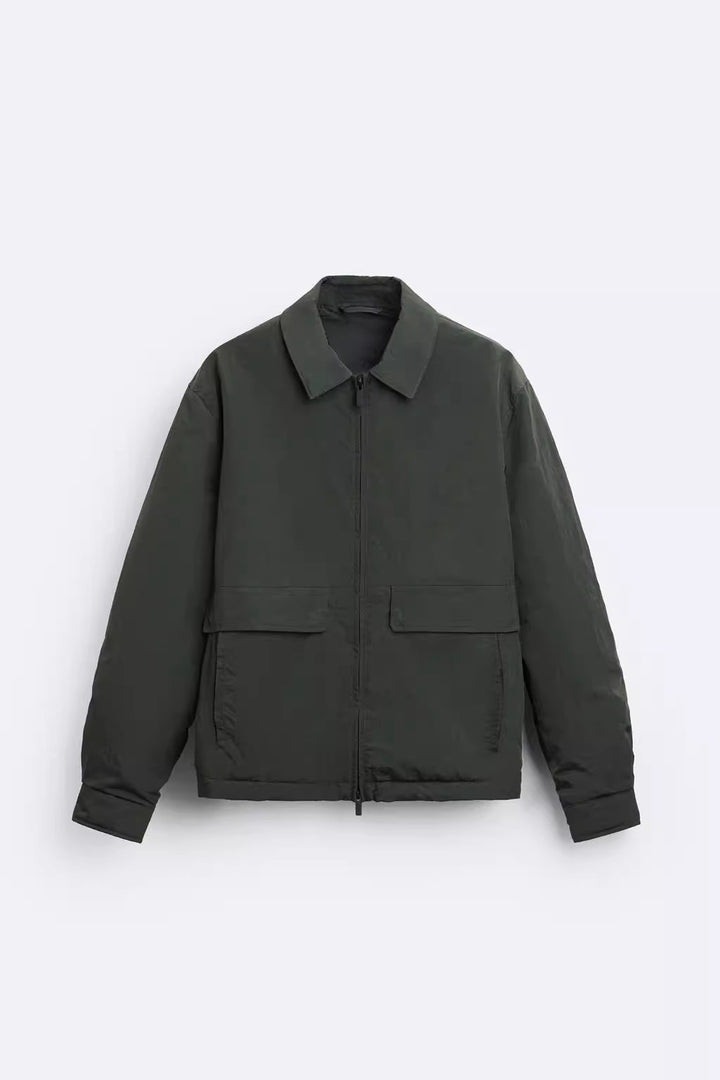 Herren urbane Utility-Jacke mit praktischen Taschen und hohem Kragen Aliams
