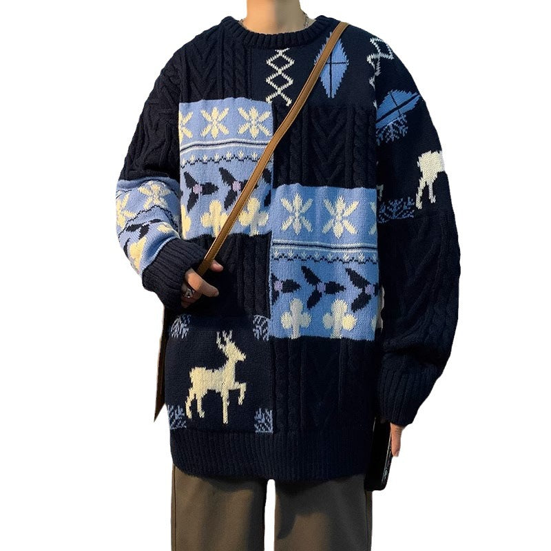 Damen gemusterter Grobstrickpullover Aliams