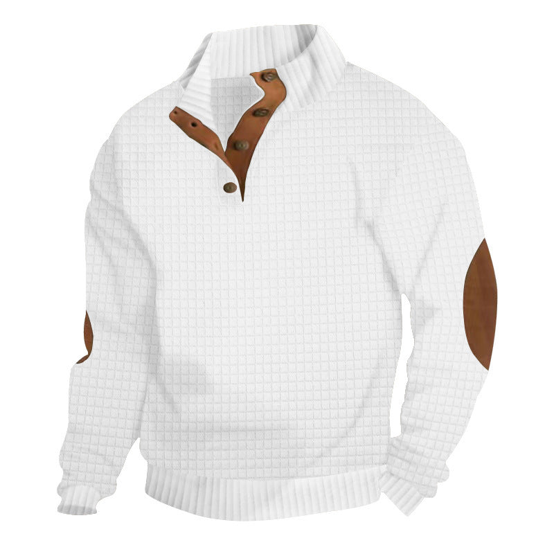 Herren Strukturierter Pullover mit Lederakzenten Aliams