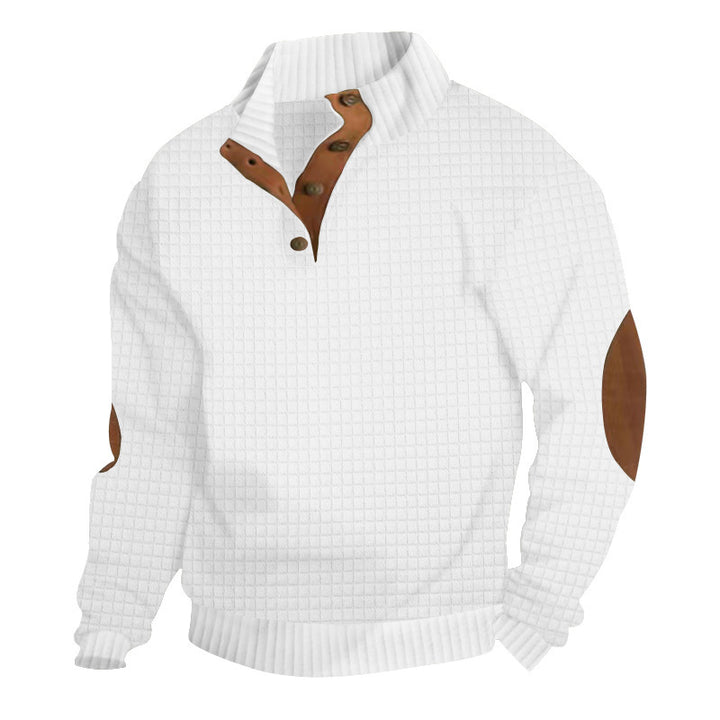 Herren Strukturierter Pullover mit Lederakzenten Aliams