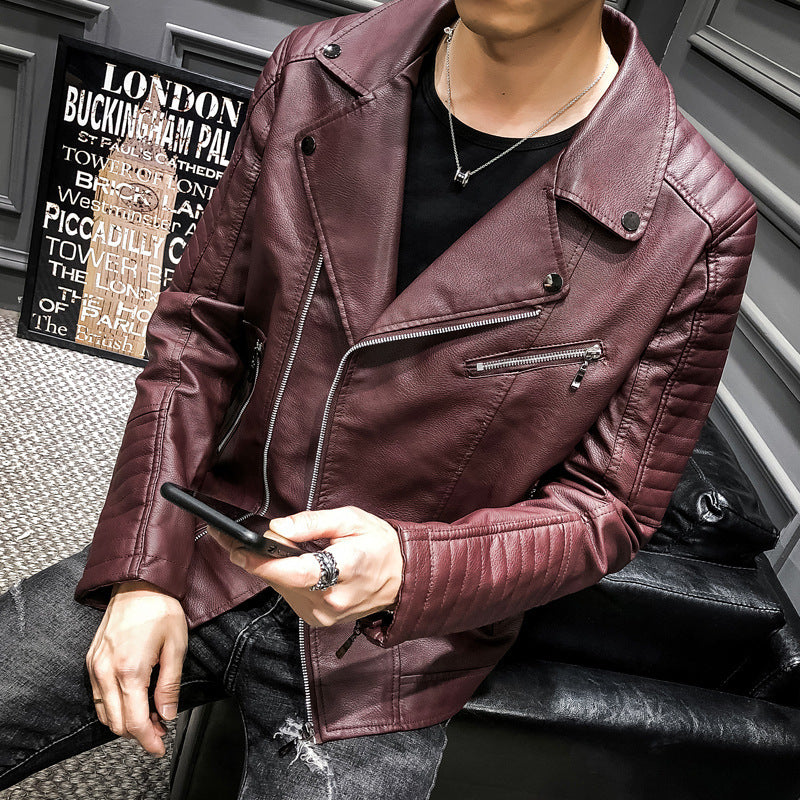 Herren robuste Kunstleder Bikerjacke mit stylischen Steppnähten und praktischen Taschen Aliams