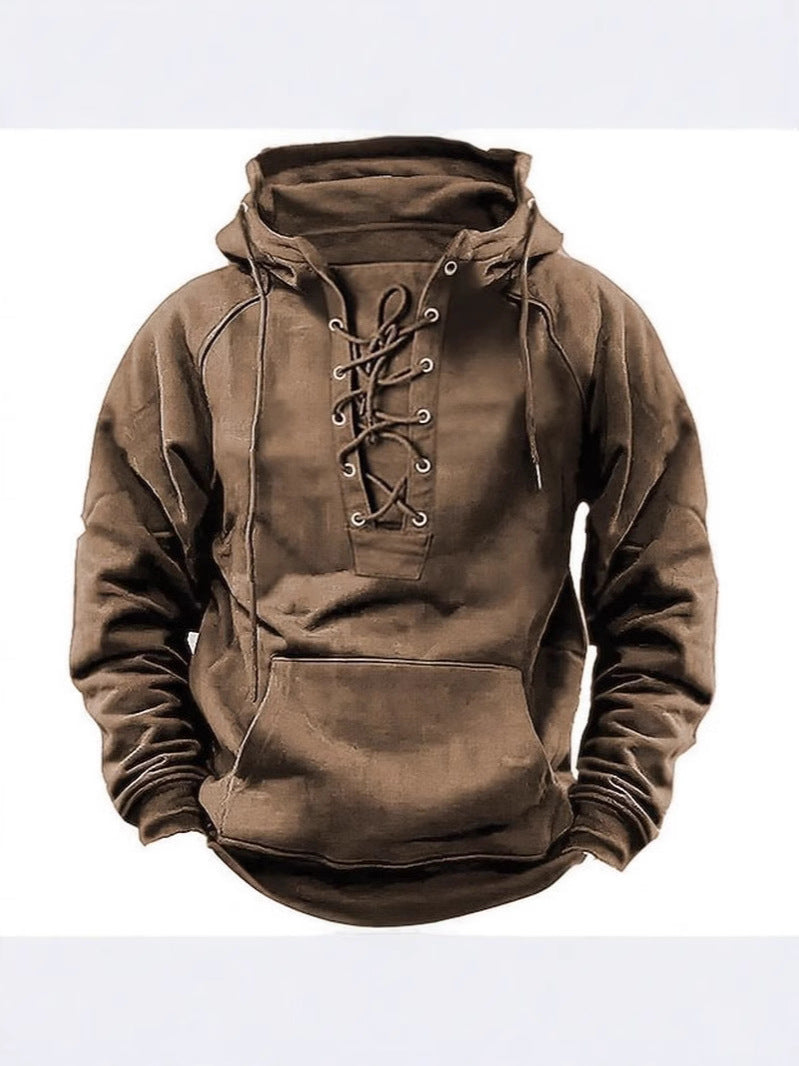 Herren Kapuzenpullover mit innovativem Schnürdesign und weichem Innenfutter Aliams