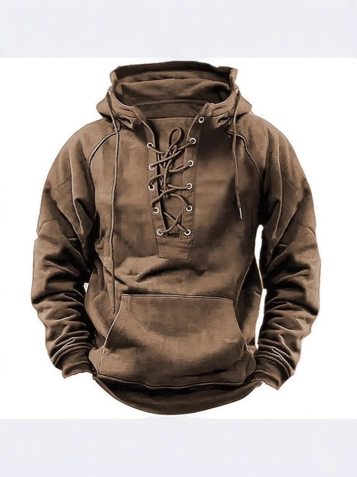 Herren Kapuzenpullover mit innovativem Schnürdesign und weichem Innenfutter Aliams